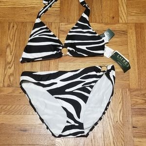 Black and White Ralph Lauren two piece swimsuit.